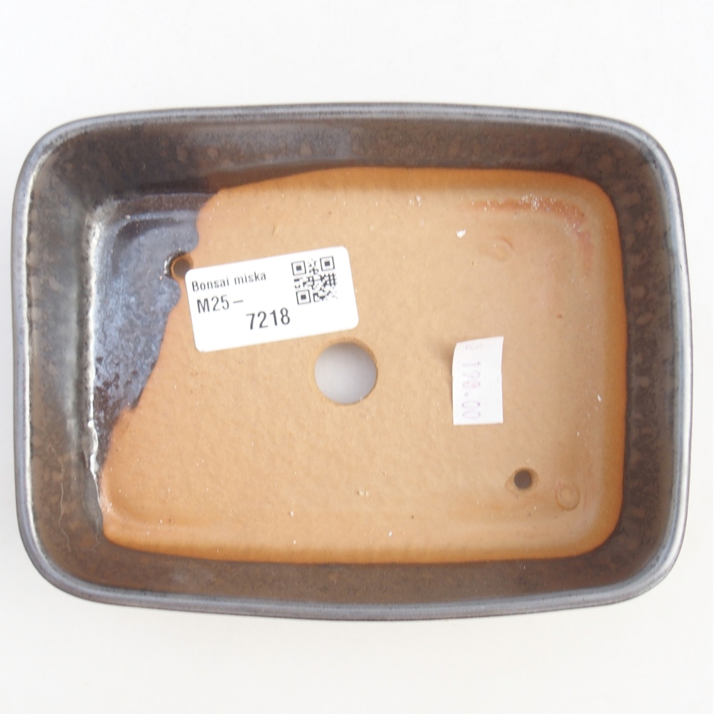 Cuenco bonsái de cerámica 14,5 x 10,5 x 4,5 cm, color metálico