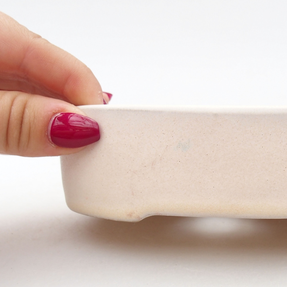 Cuenco bonsái de cerámica 12,5 x 10 x 3,5 cm, color beige