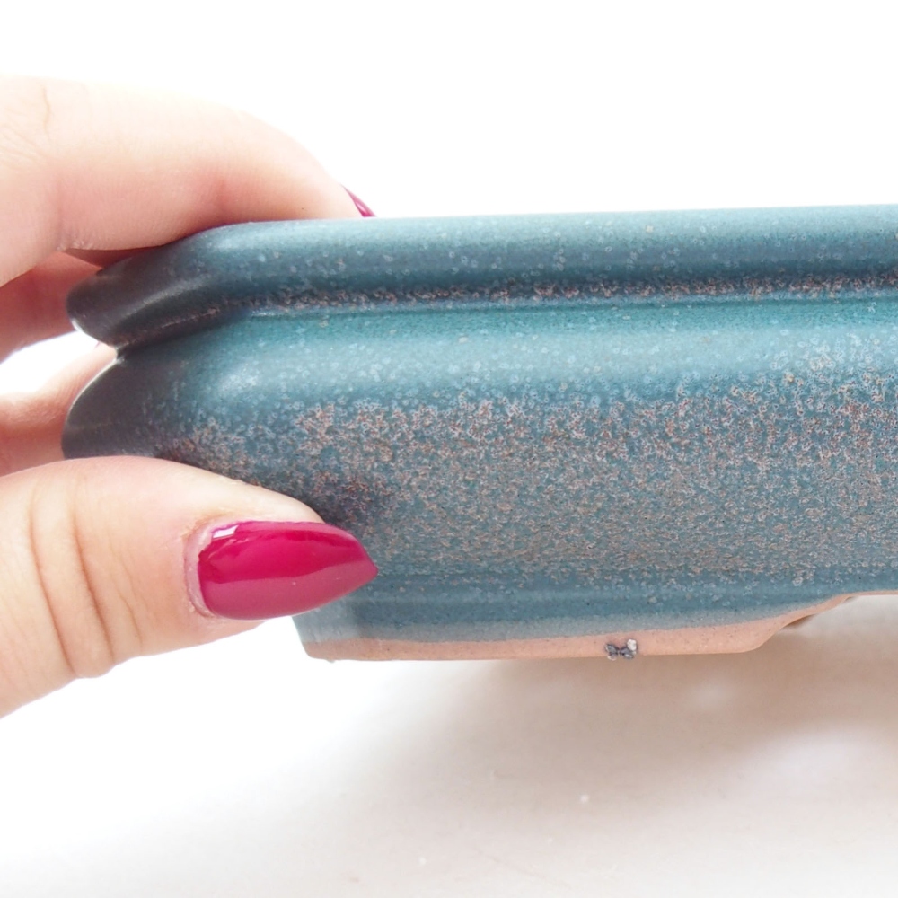 Cuenco bonsái de cerámica 18,5 x 13,5 x 4 cm, color azul