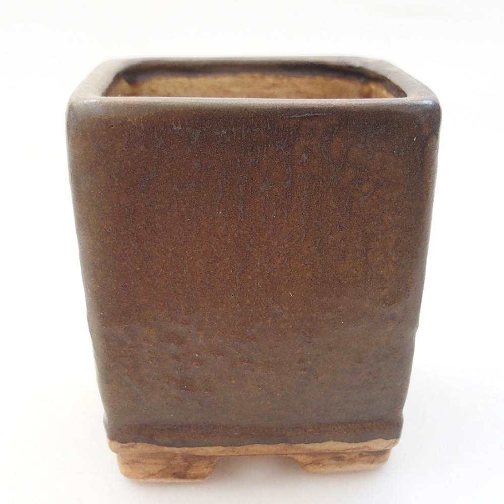 Cuenco bonsái de cerámica 6,5 x 6,5 x 7 cm, marrón