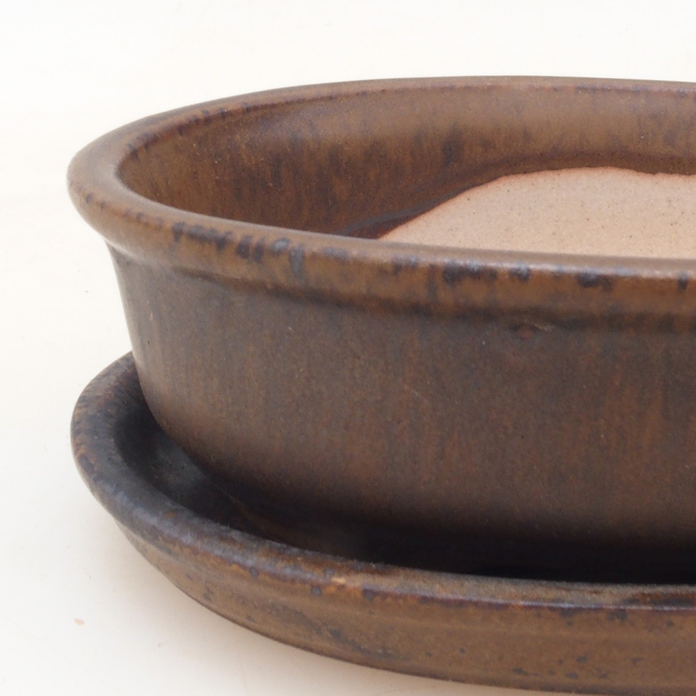 Cuenco bonsái + platillo H04 - marrón
