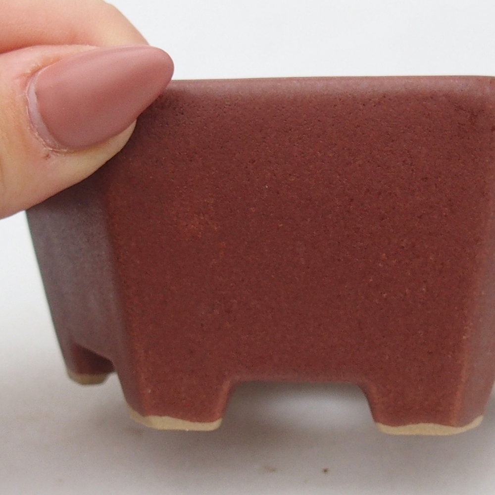 Cuenco bonsái de cerámica 10,5 x 9,5 x 5 cm, color burdeos