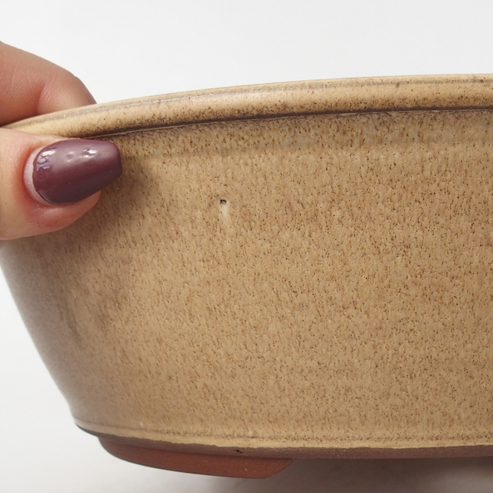 Cuenco bonsái de cerámica 19 x 19 x 7 cm, color beige