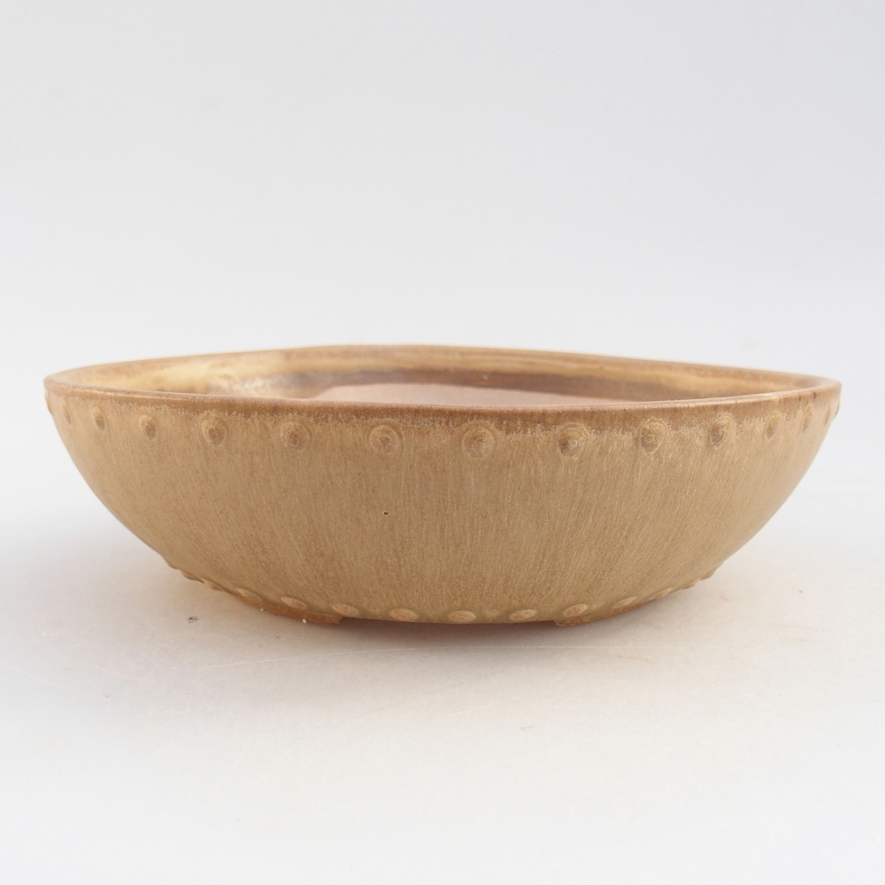 Cuenco bonsái de cerámica 17,5 x 17,5 x 5 cm, color beige