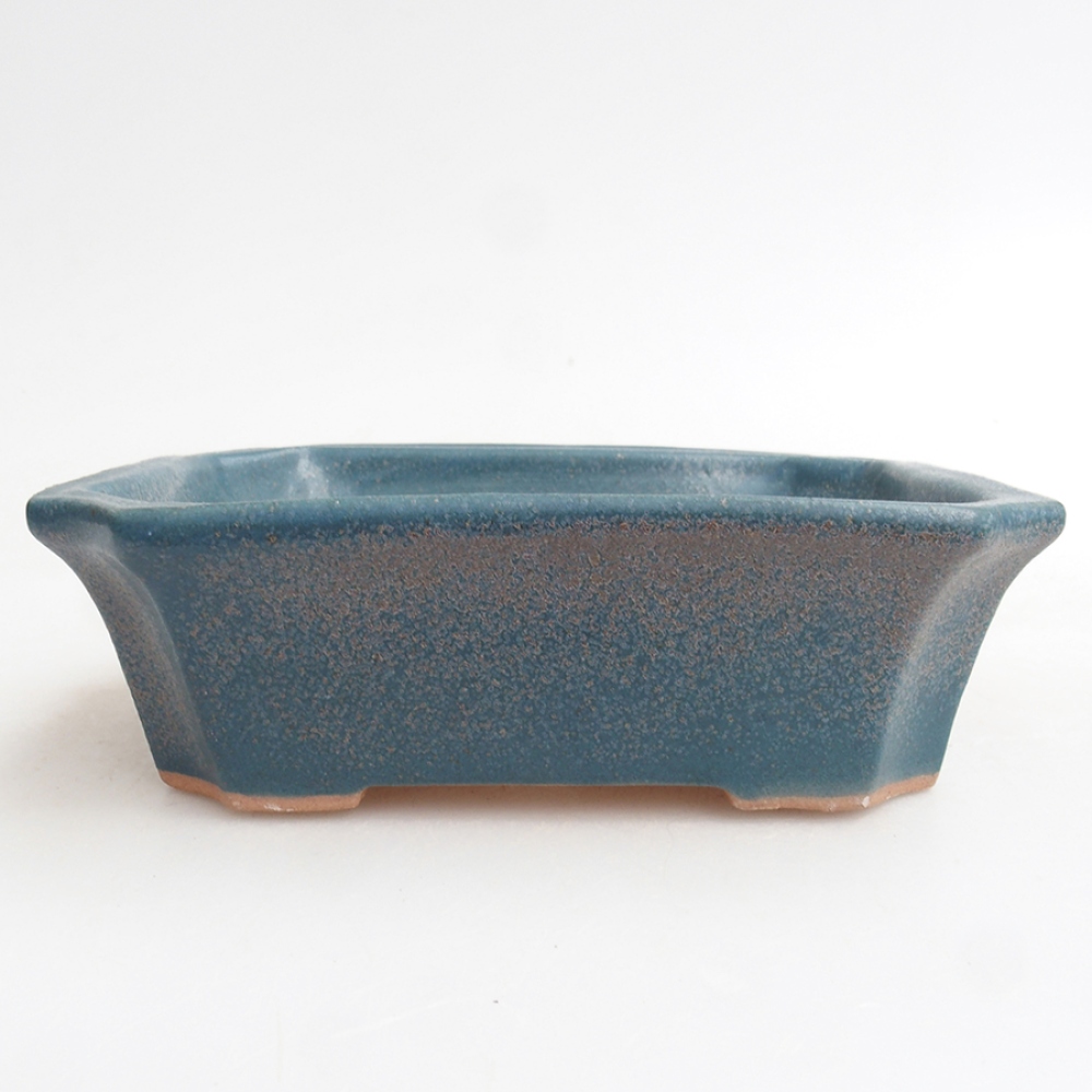 Cuenco bonsái de cerámica 13 x 10,5 x 4 cm, color azul