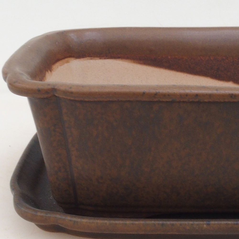 Cuenco bonsai + platillo H50 - marrón