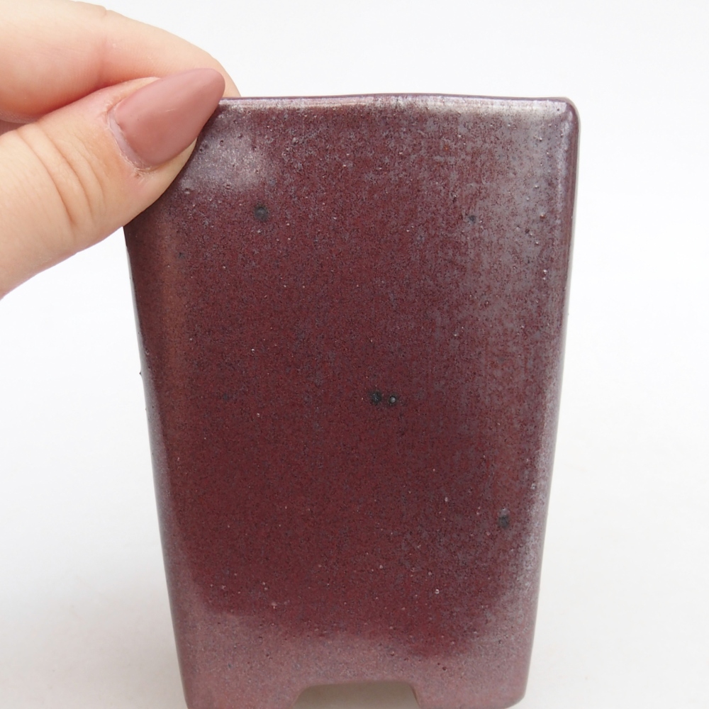 Cuenco bonsái de cerámica 8 x 8 x 10,5 cm, color burdeos