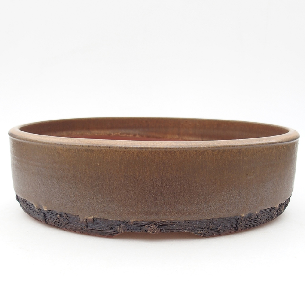 Cuenco bonsái de cerámica 24,5 x 24,5 x 6 cm, marrón