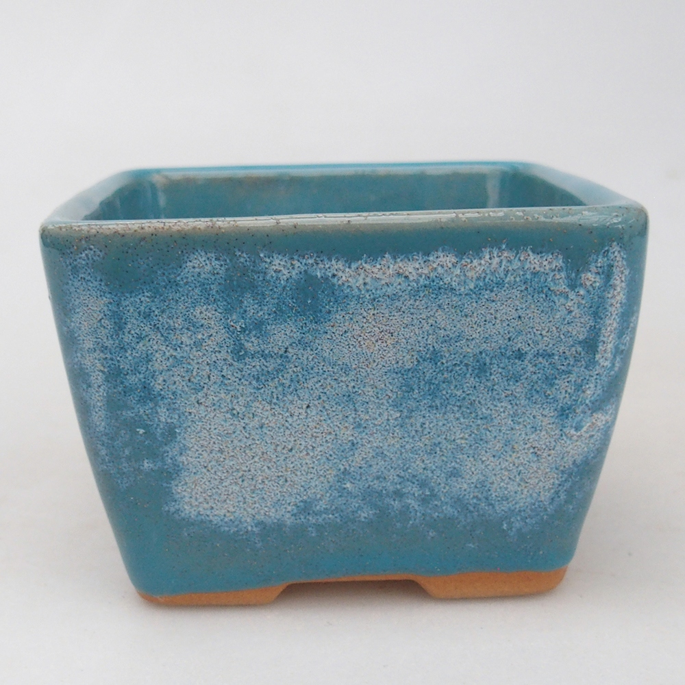 Cuenco bonsái de cerámica 8,5 x 8,5 x 6 cm, color azul