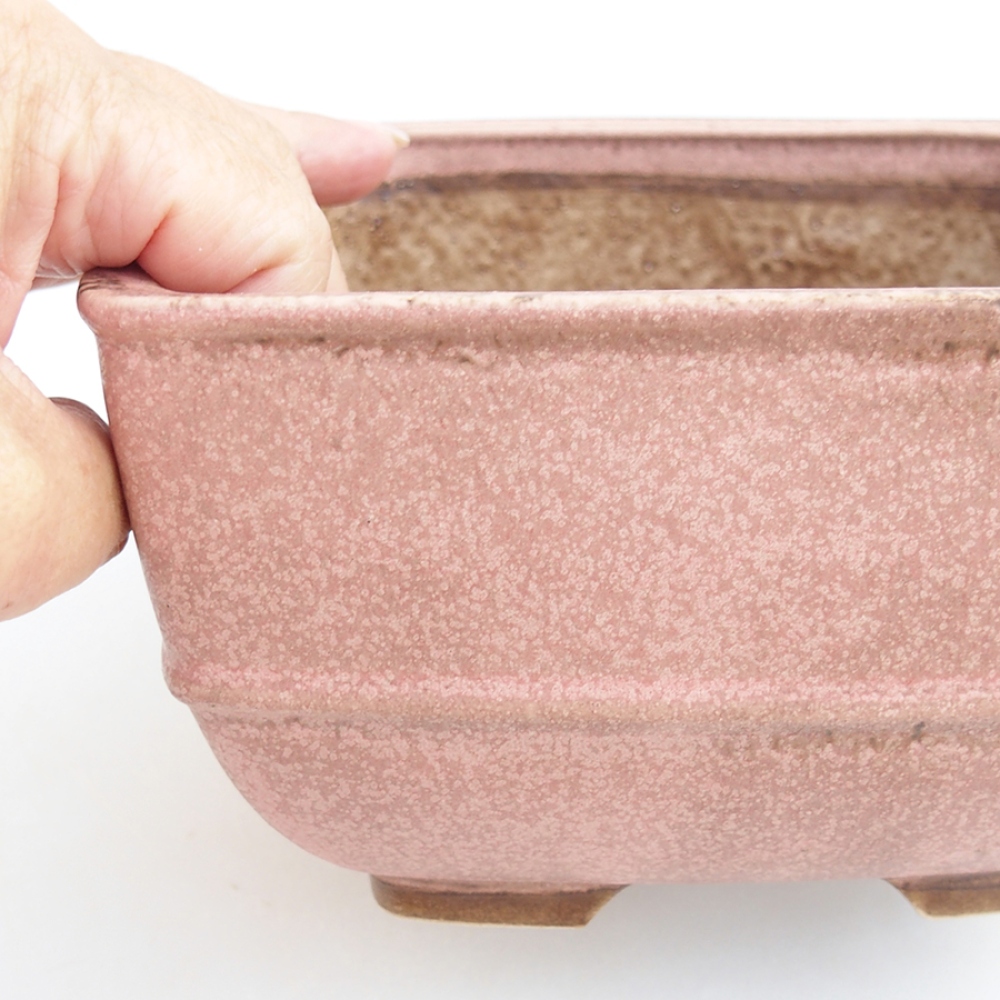 Cuenco bonsái de cerámica 10,5 x 10,5 x 7 cm, rosa
