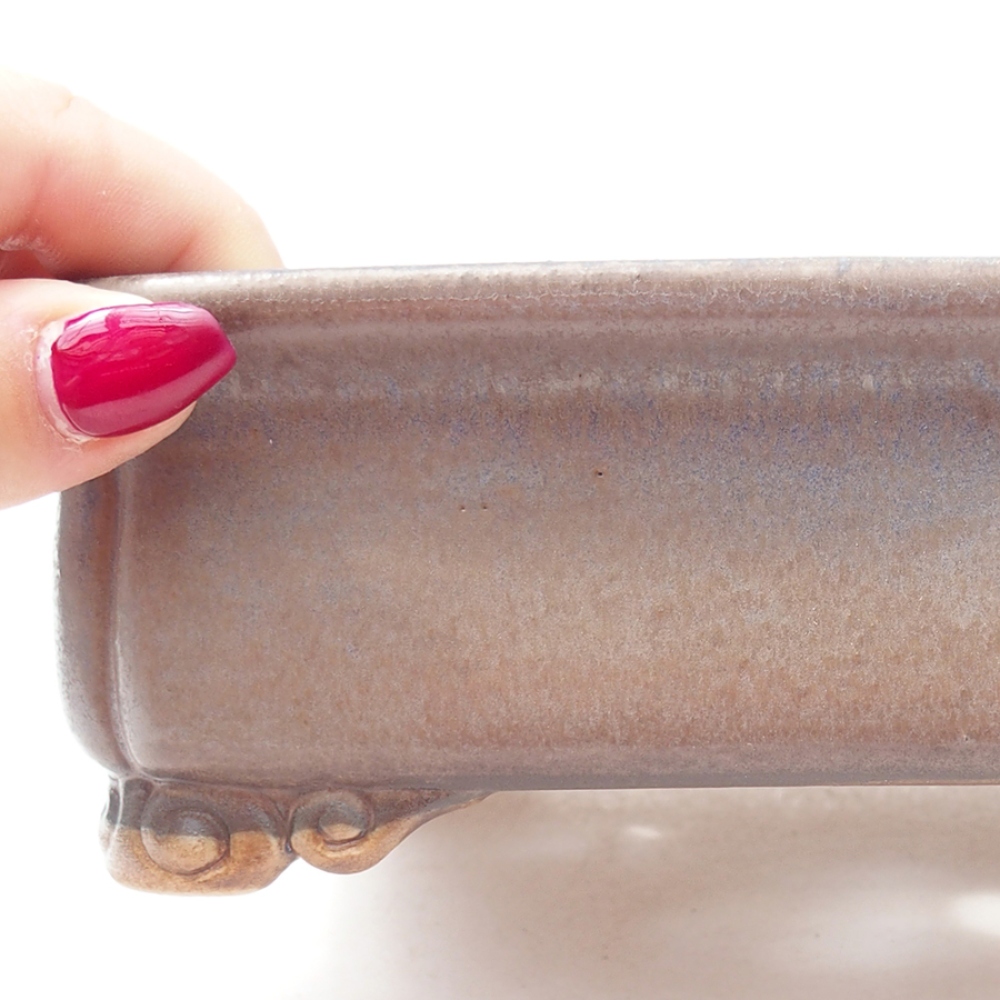 Cuenco bonsái de cerámica 19,5 x 16,5 x 6 cm, color azul