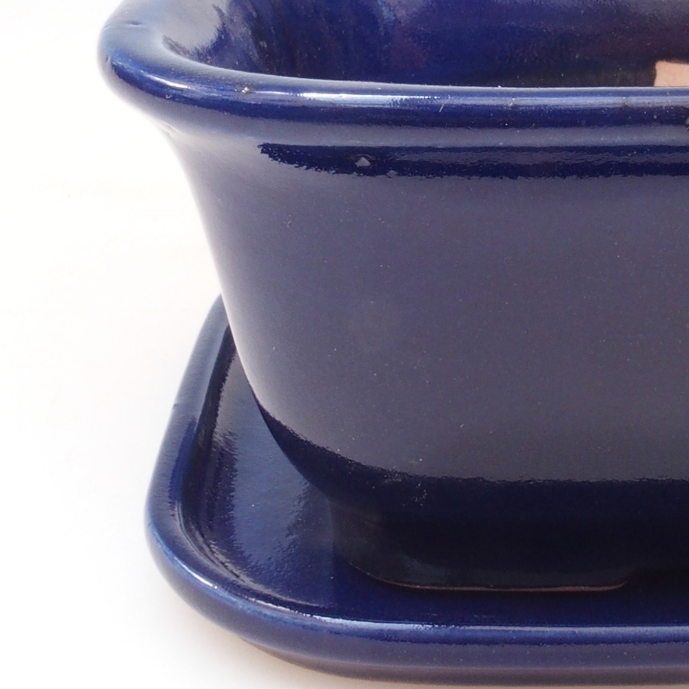 Cuenco bonsai + platillo H37 - 14,5x13x6,5 cm. - azul