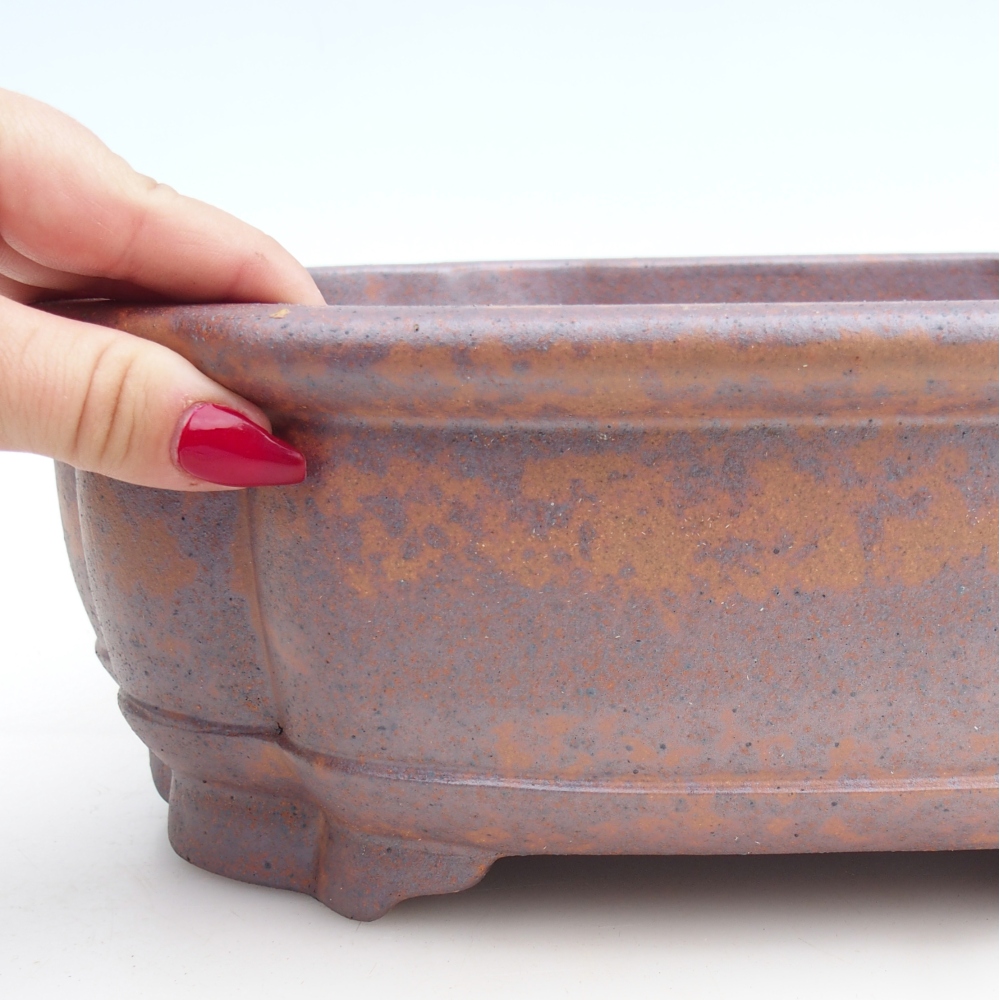 Cuenco bonsái de cerámica 31,5 x 27,5 x 10 cm, color metálico