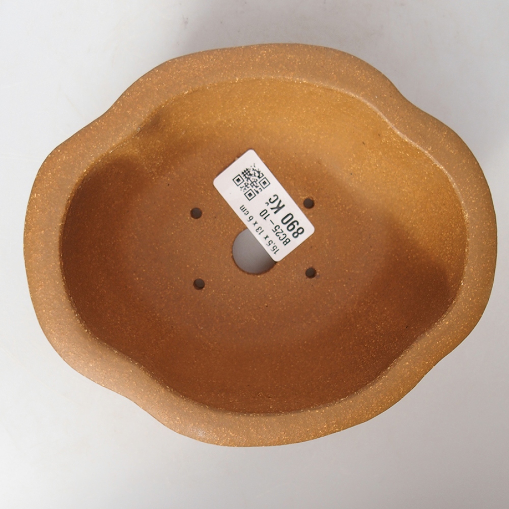 Cuenco bonsái de cerámica 15,5 x 13 x 6 cm, color ocre