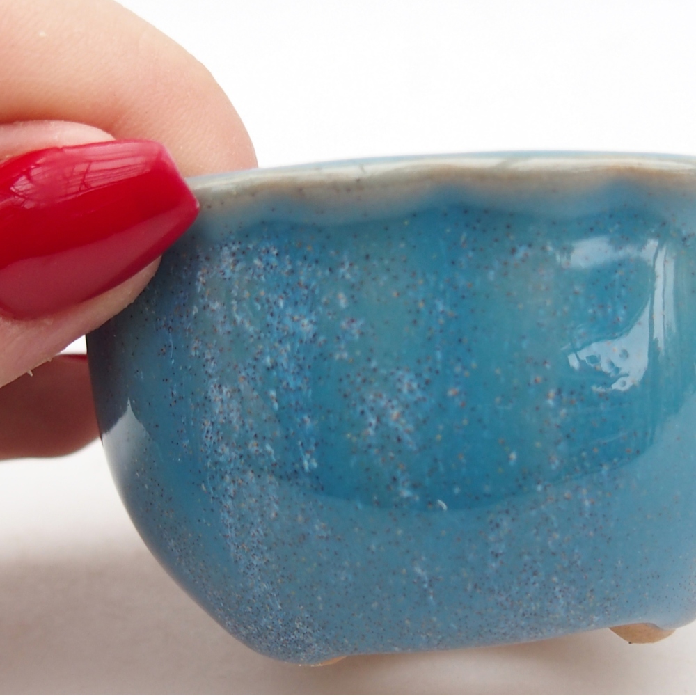 Cuenco bonsái de cerámica 7 x 8,5 x 3,5 cm, color azul