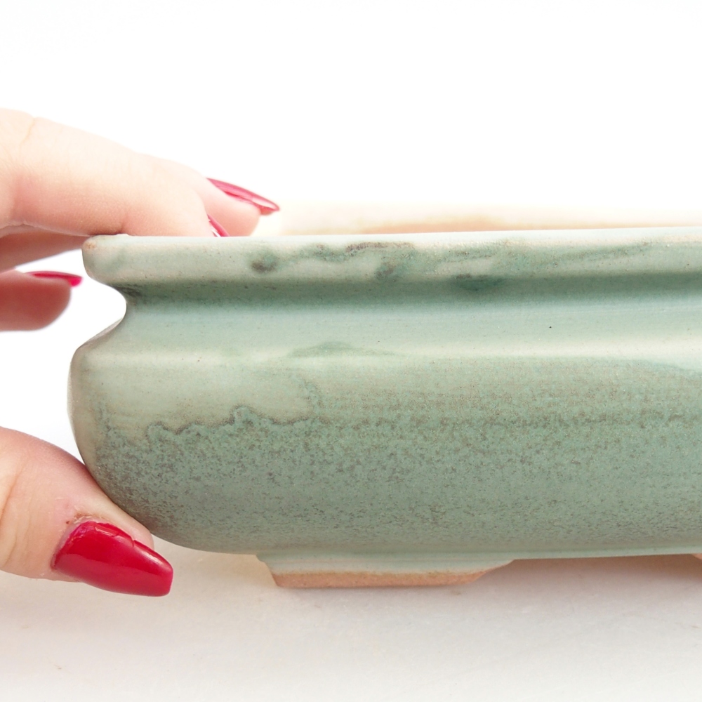 Cuenco bonsái de cerámica 15,5 x 15,5 x 6 cm, verde