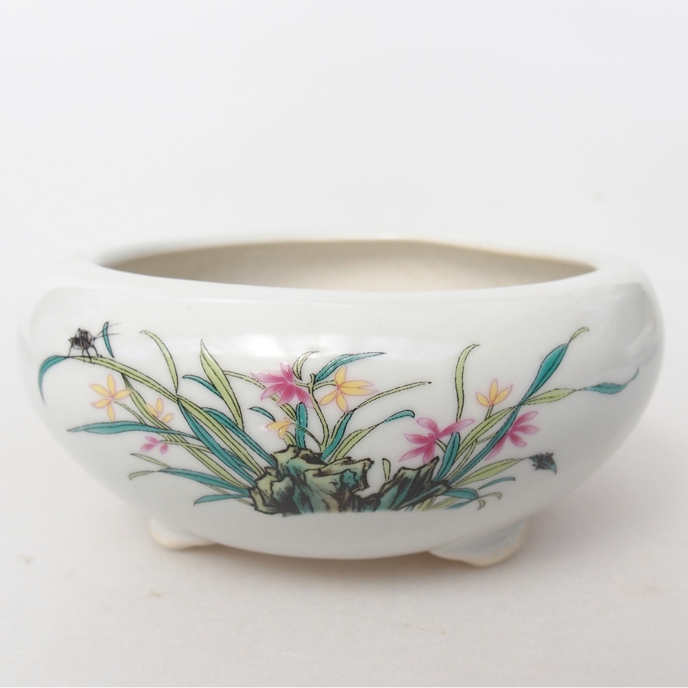 Cuenco bonsái de cerámica 10 x 10 x 5 cm, color blanco