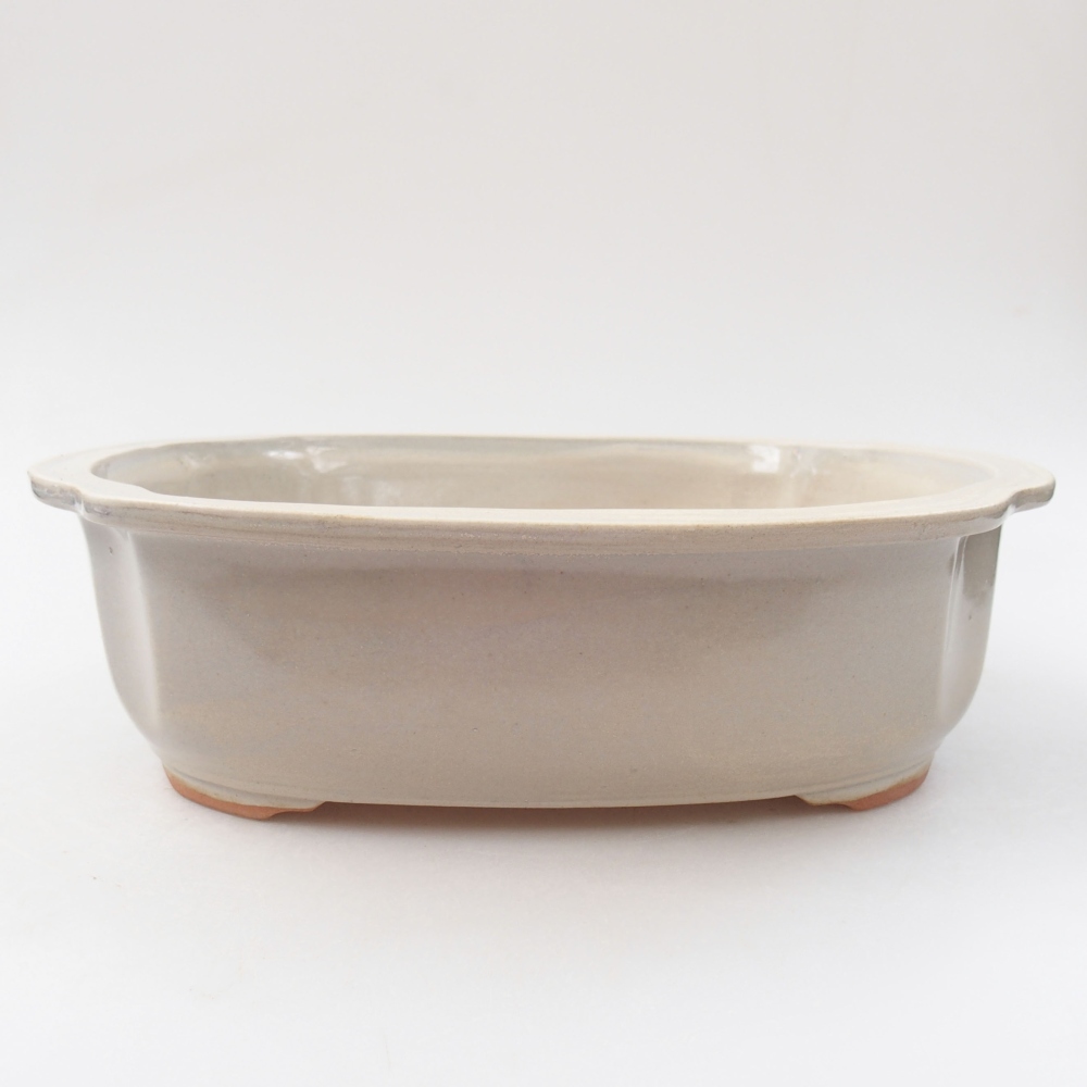 Cuenco bonsái de cerámica 24,5 x 21 x 7 cm, color beige