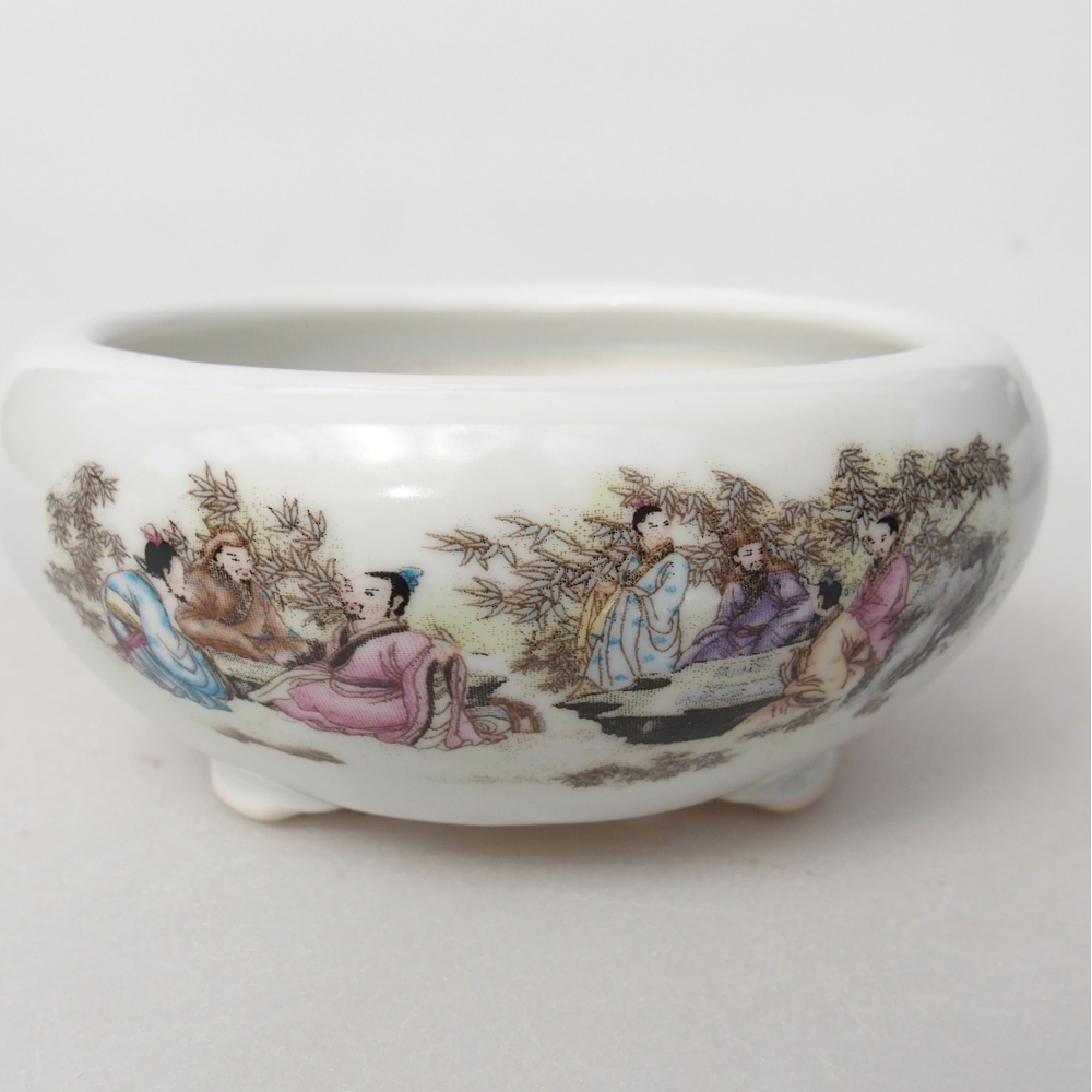 Cuenco bonsái de cerámica 10 x 10 x 5 cm, color blanco