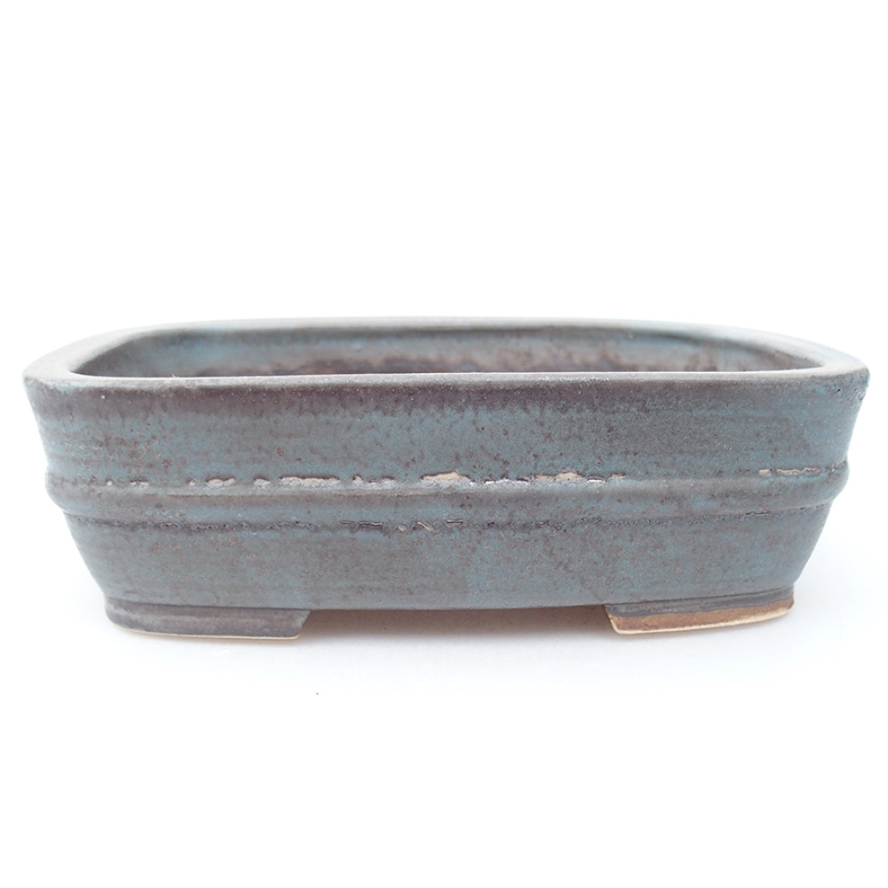 Cuenco bonsái de cerámica 14,5 x 11,5 x 4 cm, color azul