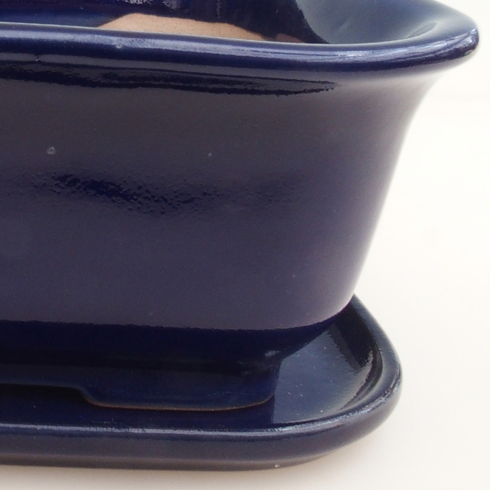 Cuenco bonsái + platillo H36 - 17 x 15 x 7,5 cm - azul