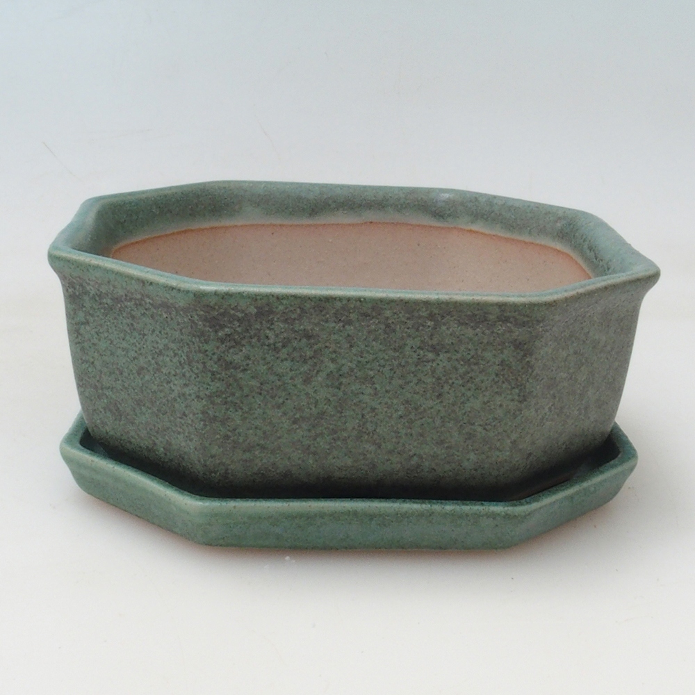 Cuenco bonsái + platillo H13 - 12,5x12,5 x4,5 cm.