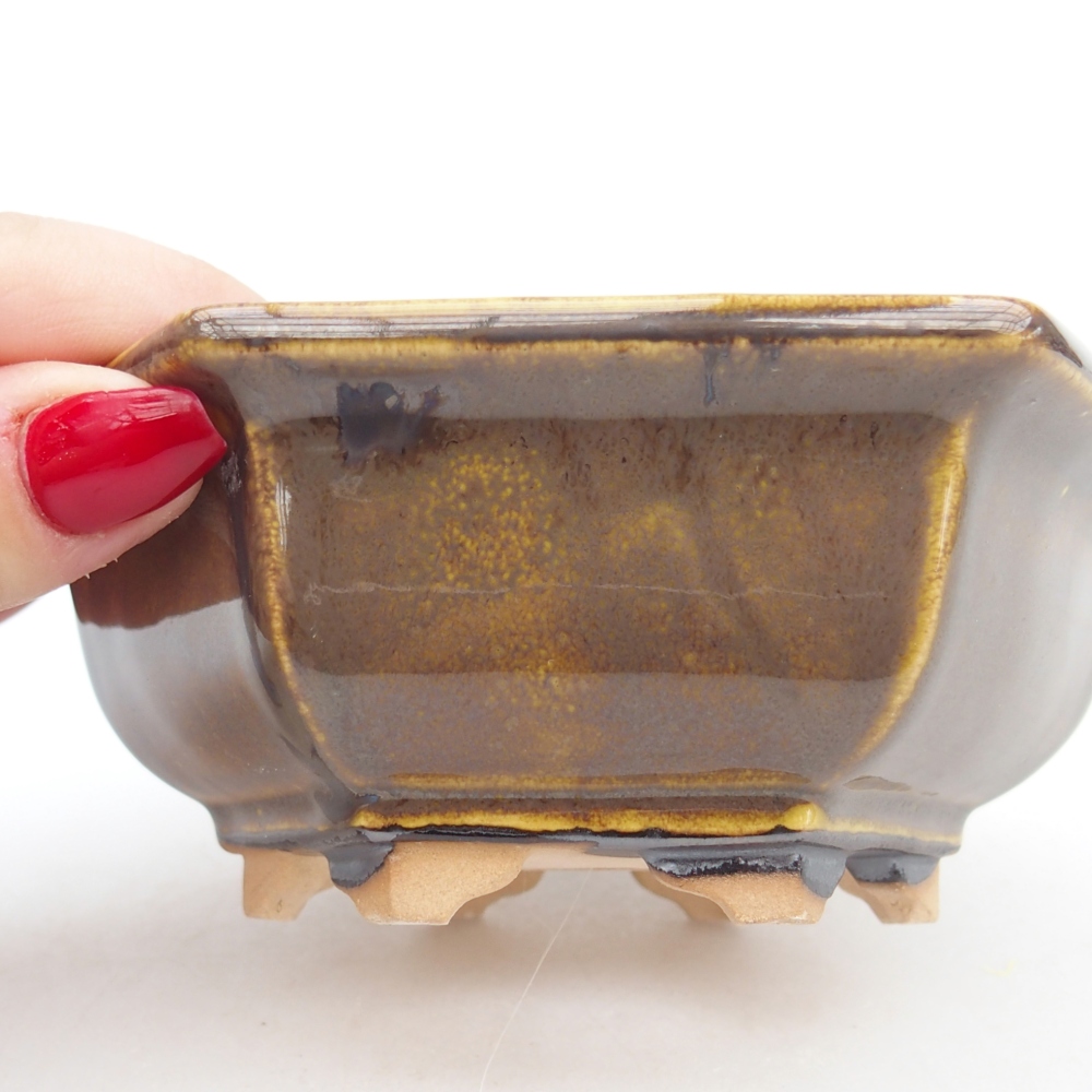 Cuenco bonsái de cerámica 12 x 10,5 x 4,5 cm, amarillo