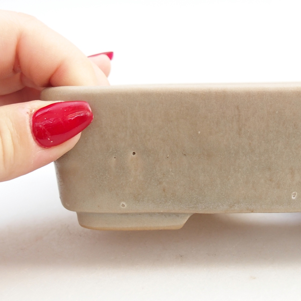 Cuenco bonsái de cerámica 14,5 x 10,5 x 4,5 cm, color beige