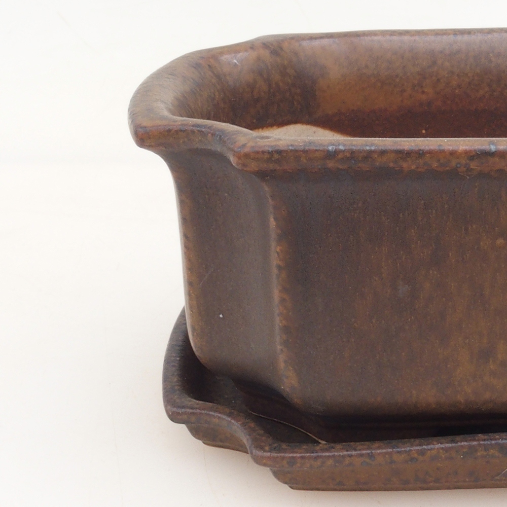 Cuenco bonsái + platillo H01 - marrón