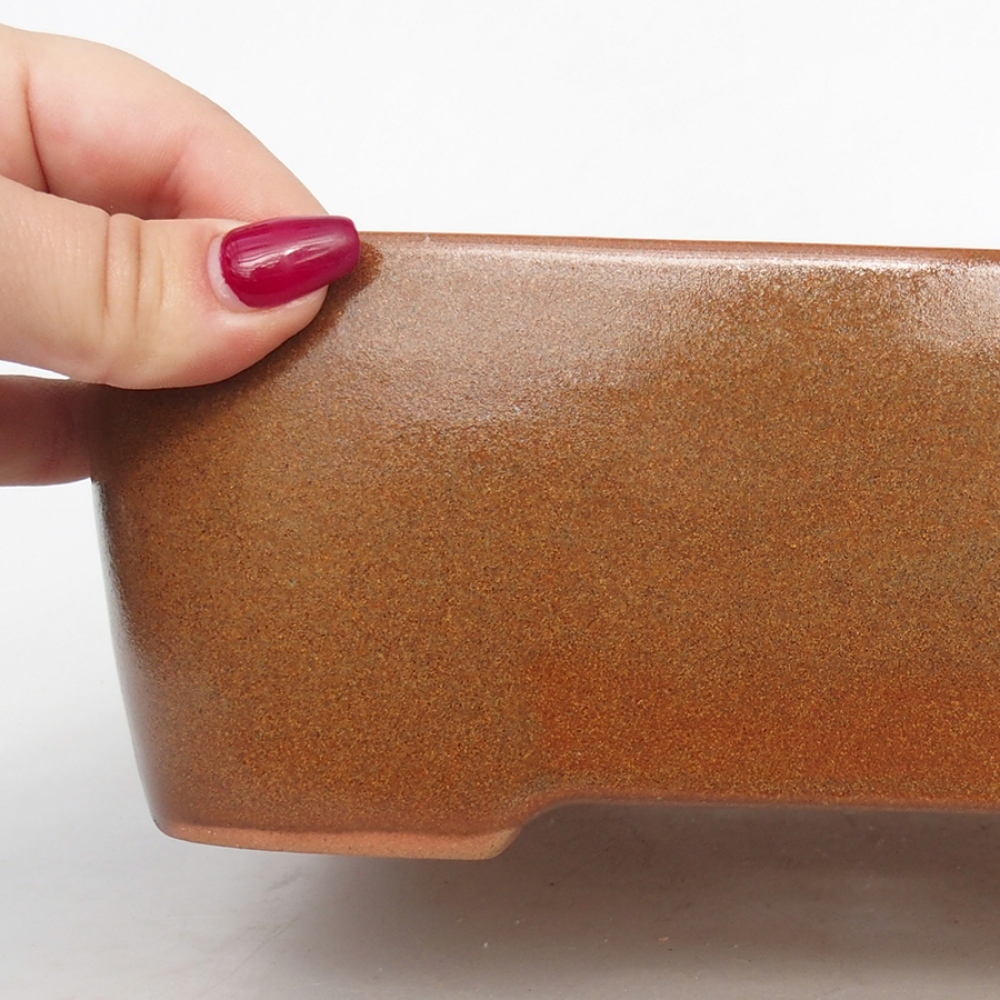 Cuenco bonsái de cerámica 23,5 x 18 x 7,5 cm, marrón