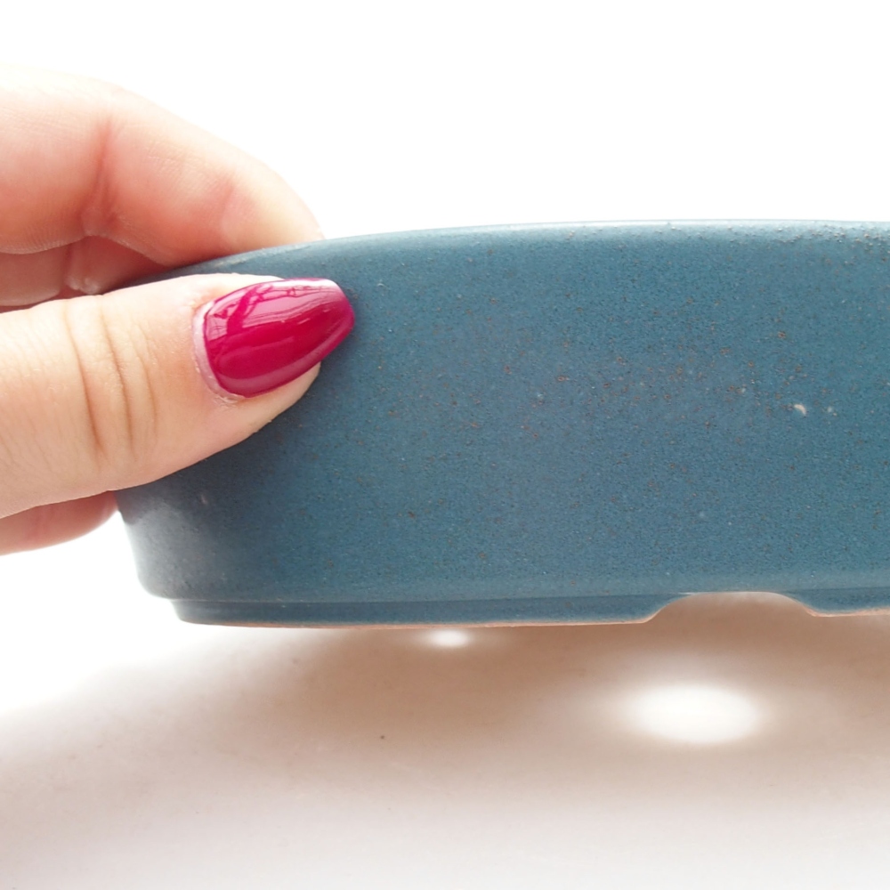 Cuenco bonsái de cerámica 16 x 11,5 x 4 cm, color azul