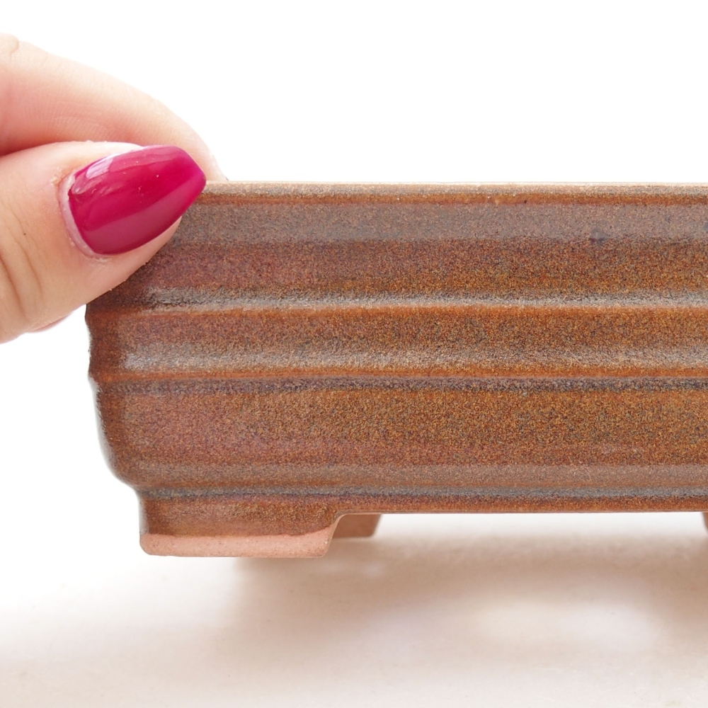 Cuenco bonsái de cerámica 13,5 x 9,5 x 4,5 cm, marrón