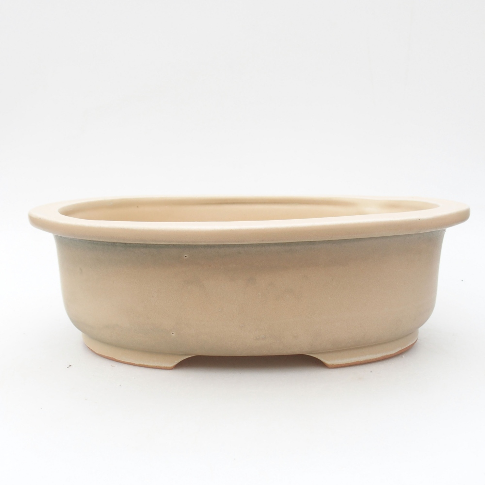 Cuenco bonsái de cerámica 26 x 22 x 8 cm, color beige