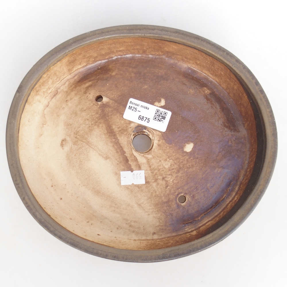Cuenco bonsái de cerámica 22,5 x 20 x 4,5 cm, marrón