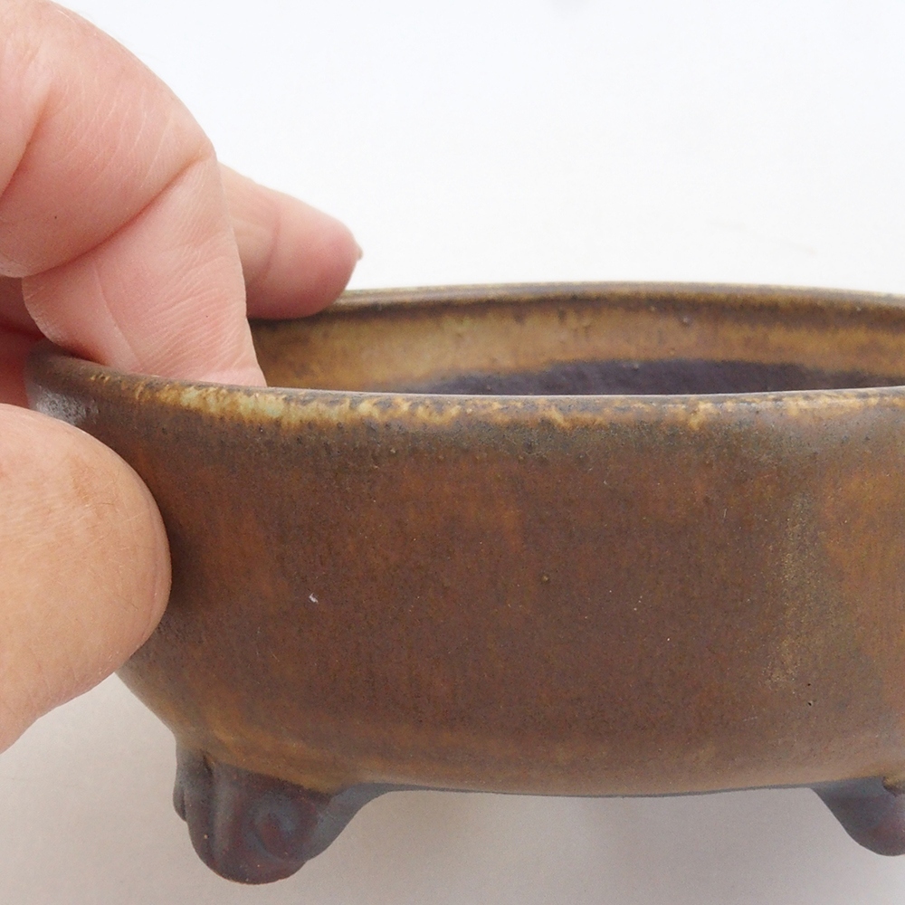 Cuenco bonsái de cerámica 10 x 8,5 x 4 cm, marrón