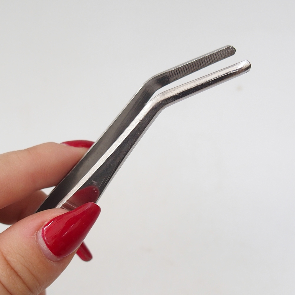 Espátula y pinzas curvas 22 cm - acero inoxidable