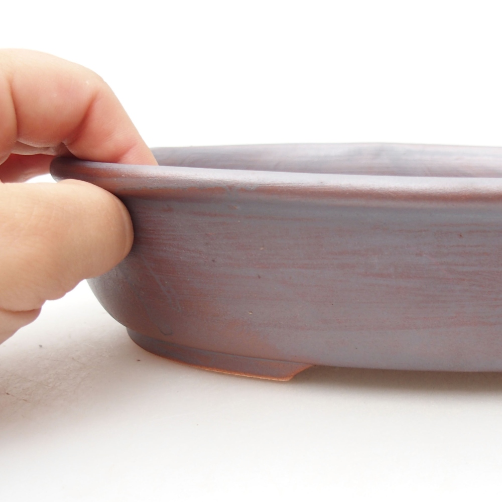 Cuenco bonsái de cerámica 22 x 17 x 5 cm, color metálico