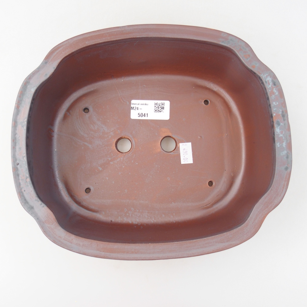 Cuenco bonsái de cerámica 24,5 x 21 x 7 cm, color metálico