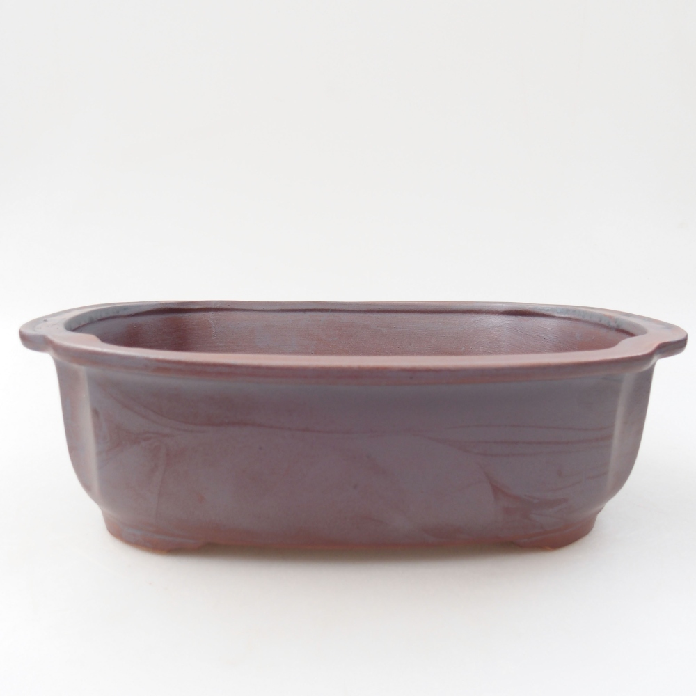 Cuenco bonsái de cerámica 24,5 x 21 x 7 cm, color metálico