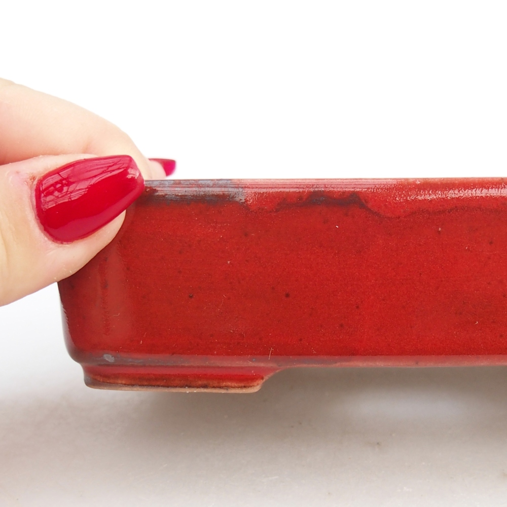 Cuenco bonsái de cerámica 12,5 x 9,5 x 3,5 cm, color rojo