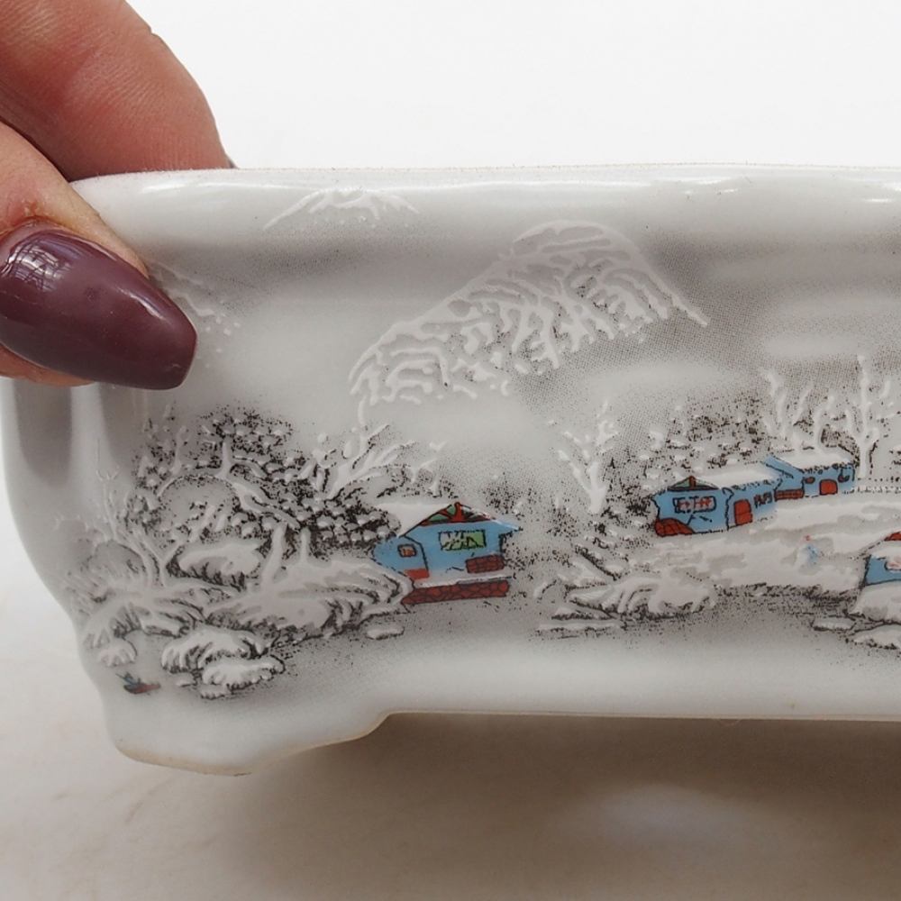 Cuenco bonsái de cerámica 15 x 11 x 5 cm, color blanco