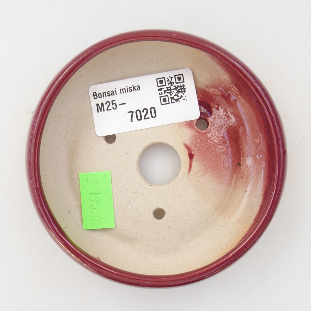 Cuenco bonsái de cerámica 9 x 9 x 2,5 cm, color burdeos