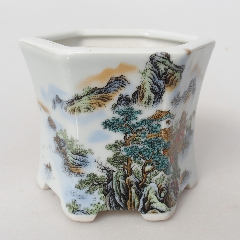 Cuenco bonsái de cerámica 10,5 x 9,5 x 9 cm, color blanco