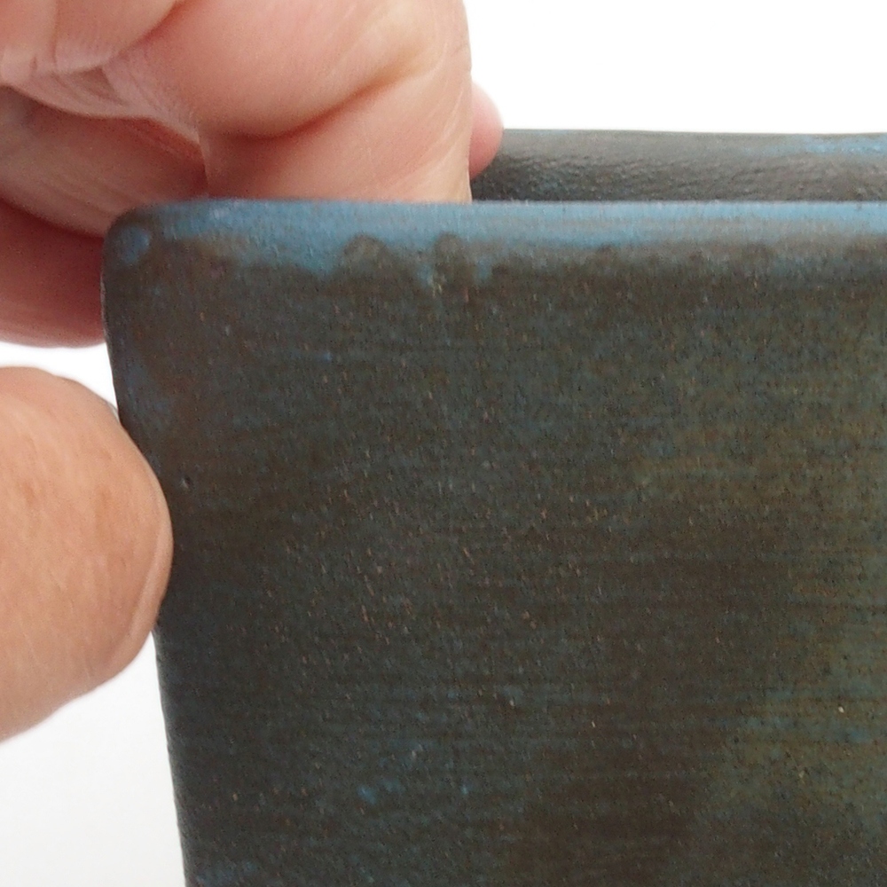 Cuenco bonsái de cerámica 8,5 x 8,5 x 8,5 cm, color azul