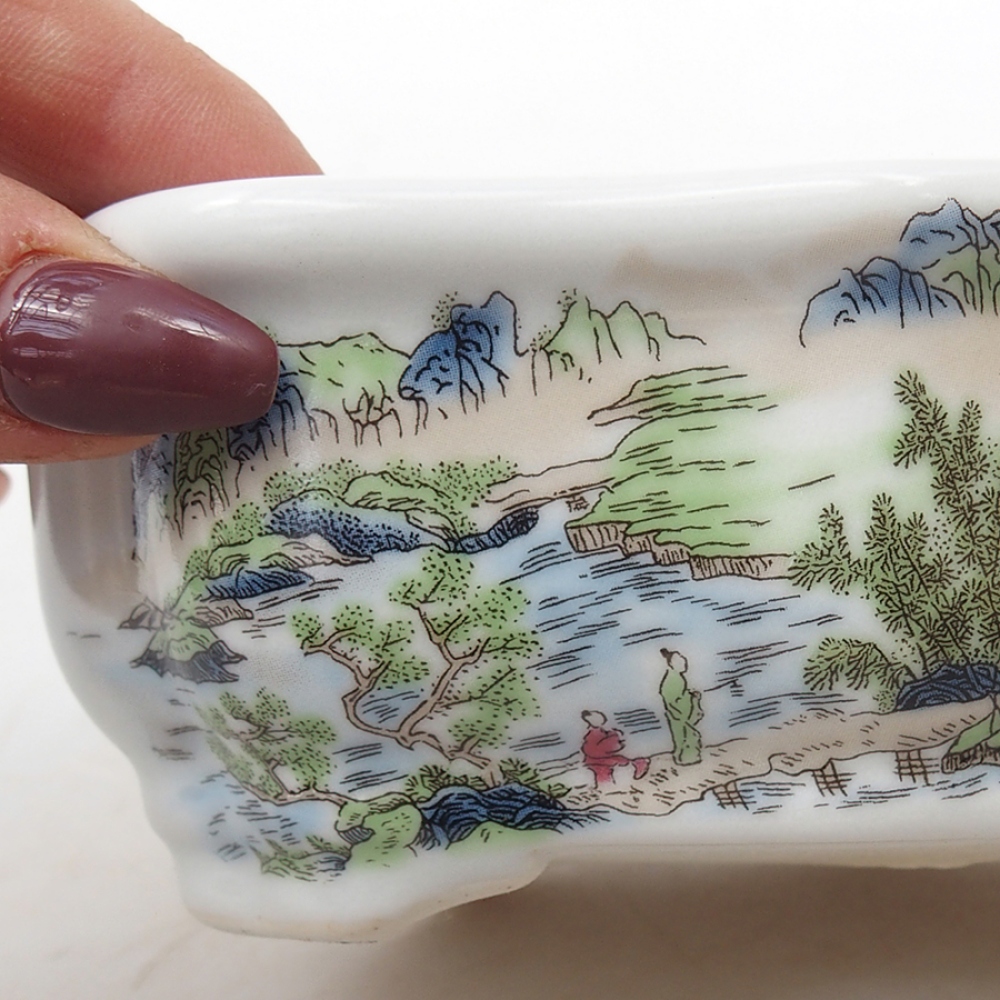 Cuenco bonsái de cerámica 15 x 11 x 5 cm, color blanco