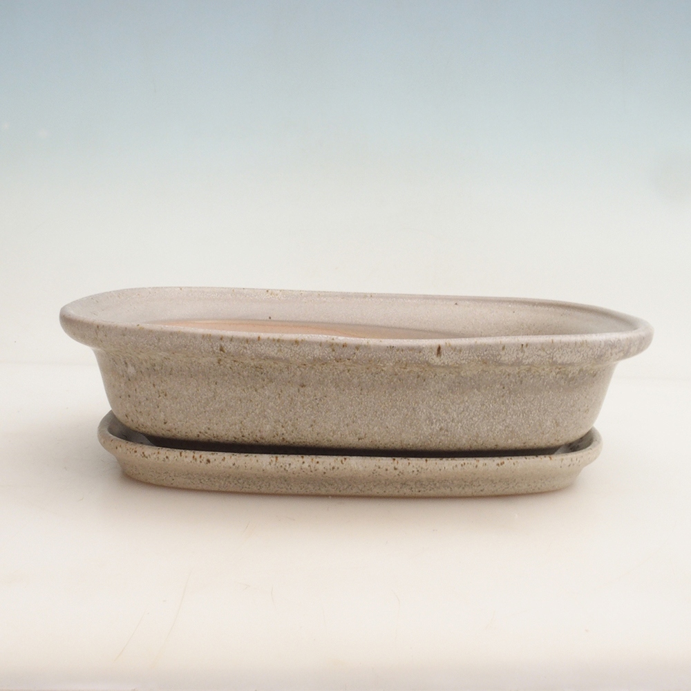 Cuenco bonsái + platillo H25 - 23 x 17 x 5,5 cm - beige