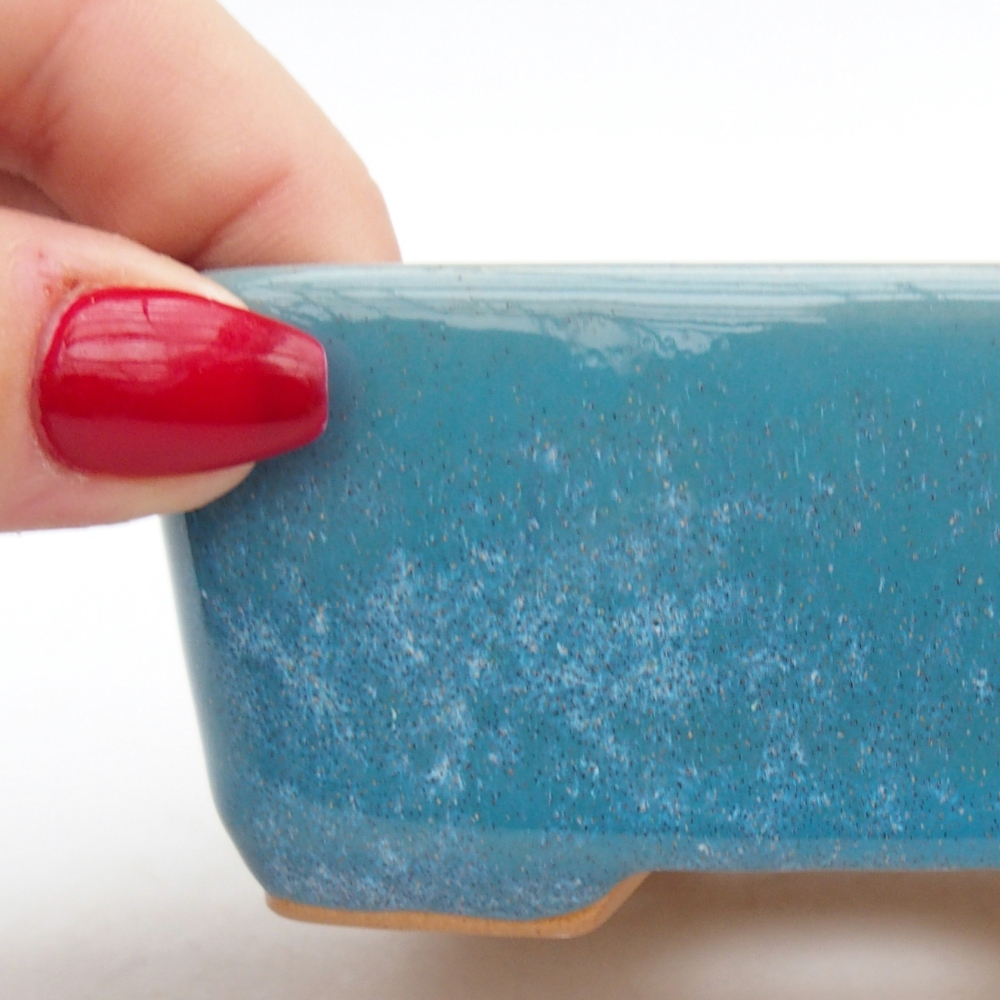 Cuenco bonsái de cerámica 10,5 x 8,5 x 4 cm, color azul