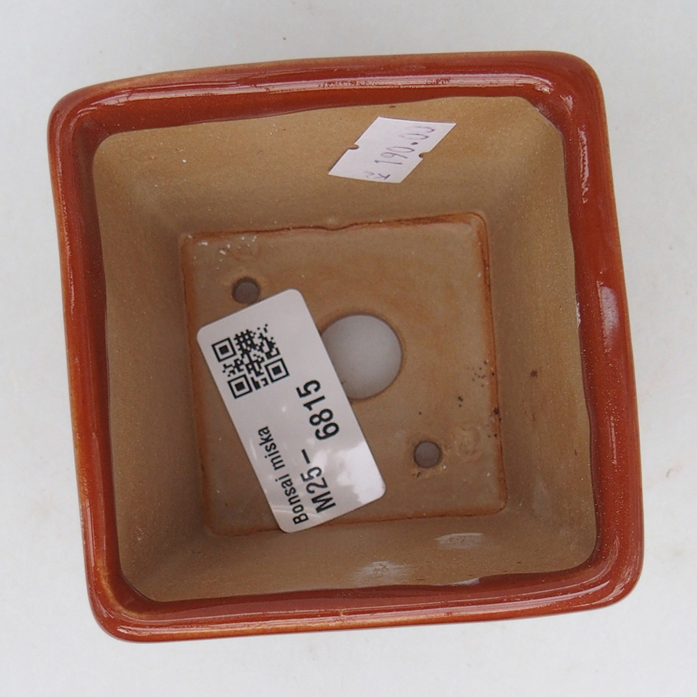 Cuenco bonsái de cerámica 7,5 x 7,5 x 7 cm, marrón