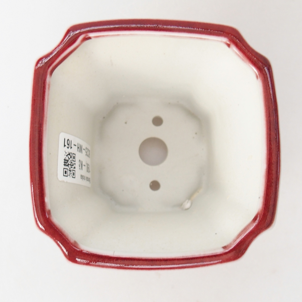 Cuenco bonsái de cerámica 10 x 10 x 7 cm, color rojo