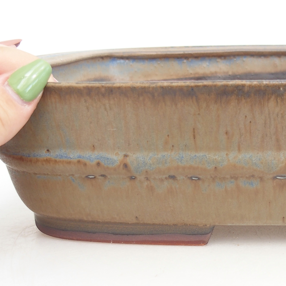 Cuenco bonsái de cerámica 29,5 x 25 x 7 cm, color azul